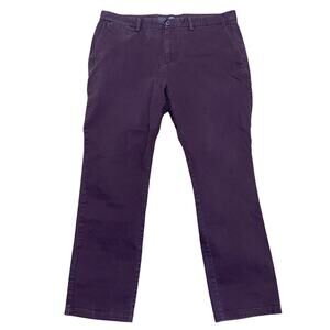 Old Navy Men's 38 x 30 Maroon Ultimate Slim Flat Front Chino Khaki Pants Stretch